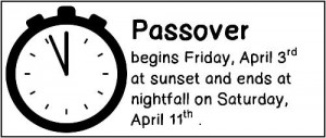 Passover begins April 3